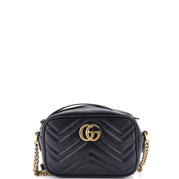 Gucci GG Marmont Shoulder Bag Matelasse Leather Mini Black